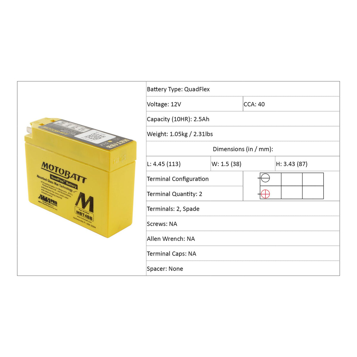 Motobatt MBT4BB 12V Battery